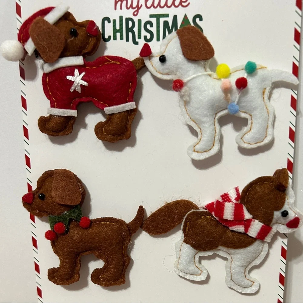 My Little Christmas Plush Dog Ornaments 4 Piece 2” NEW